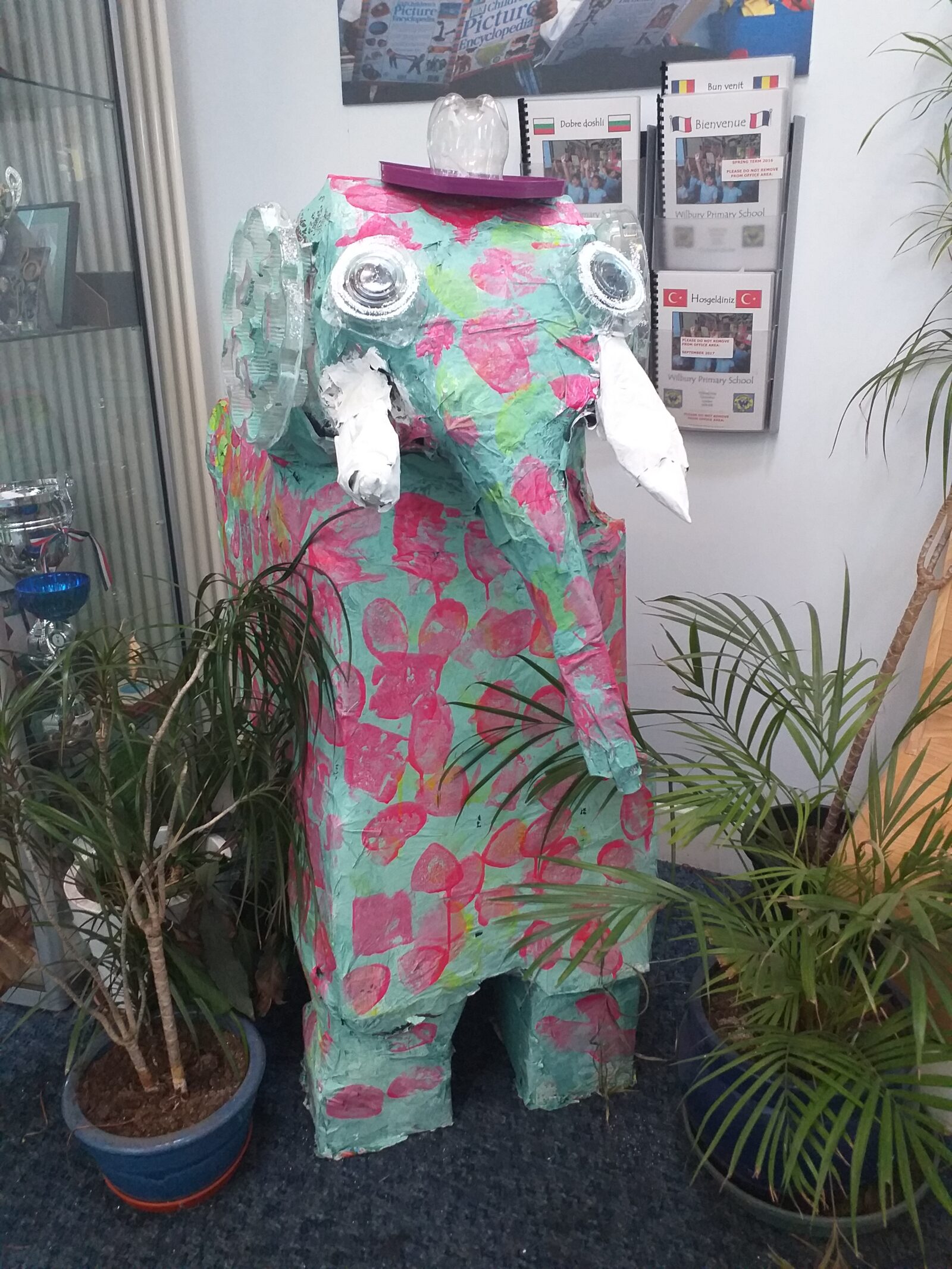 Recycled elephant using junk and scraps.