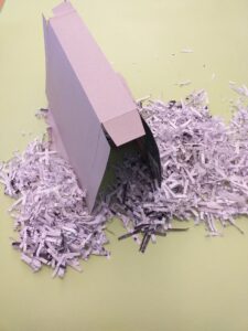 Shredded paper for hay.