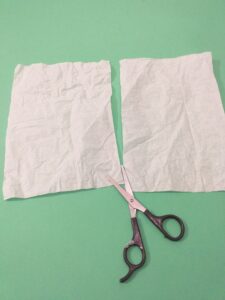 For tail, cut A4 tissue in half.