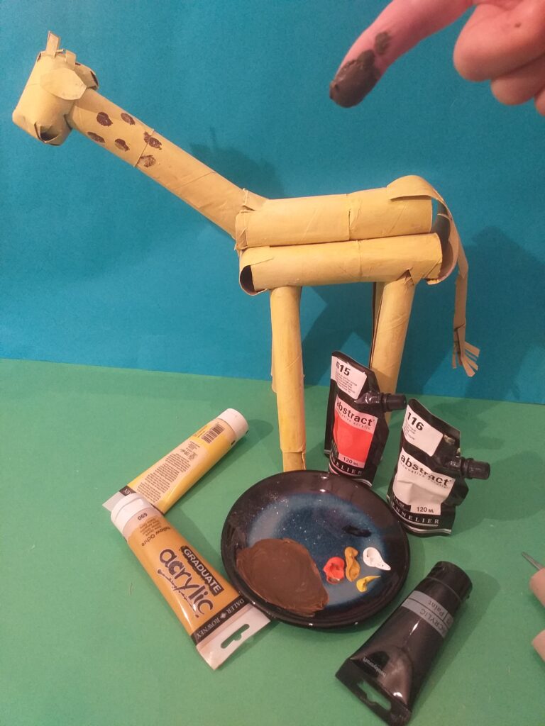 Make brown and dab on with finger.