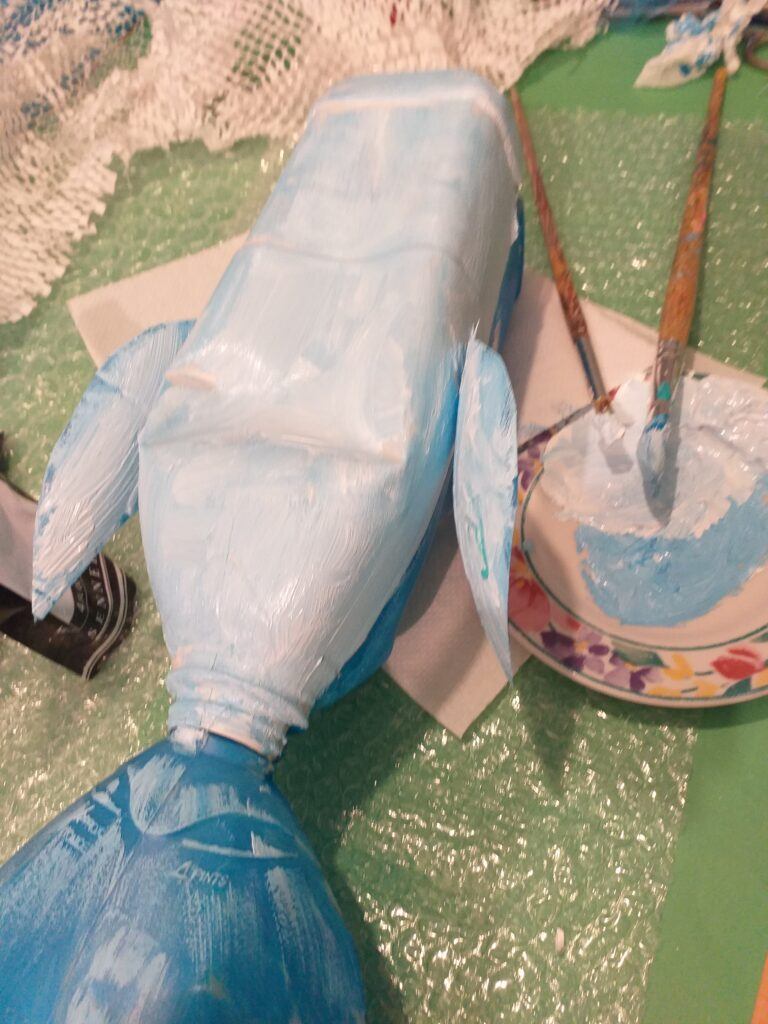 13. Mix a light blue, paint under sides.