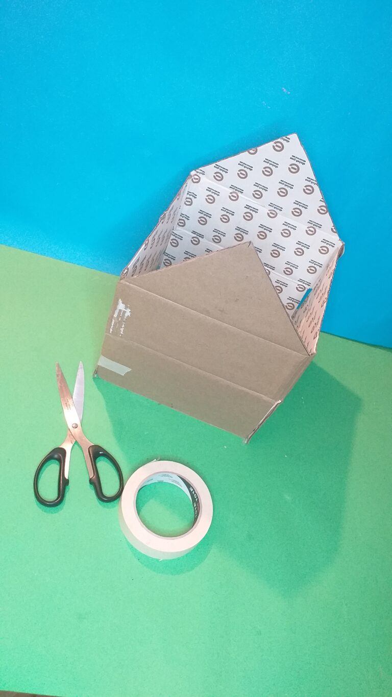 6) Re-create box shape and tape up to hold.