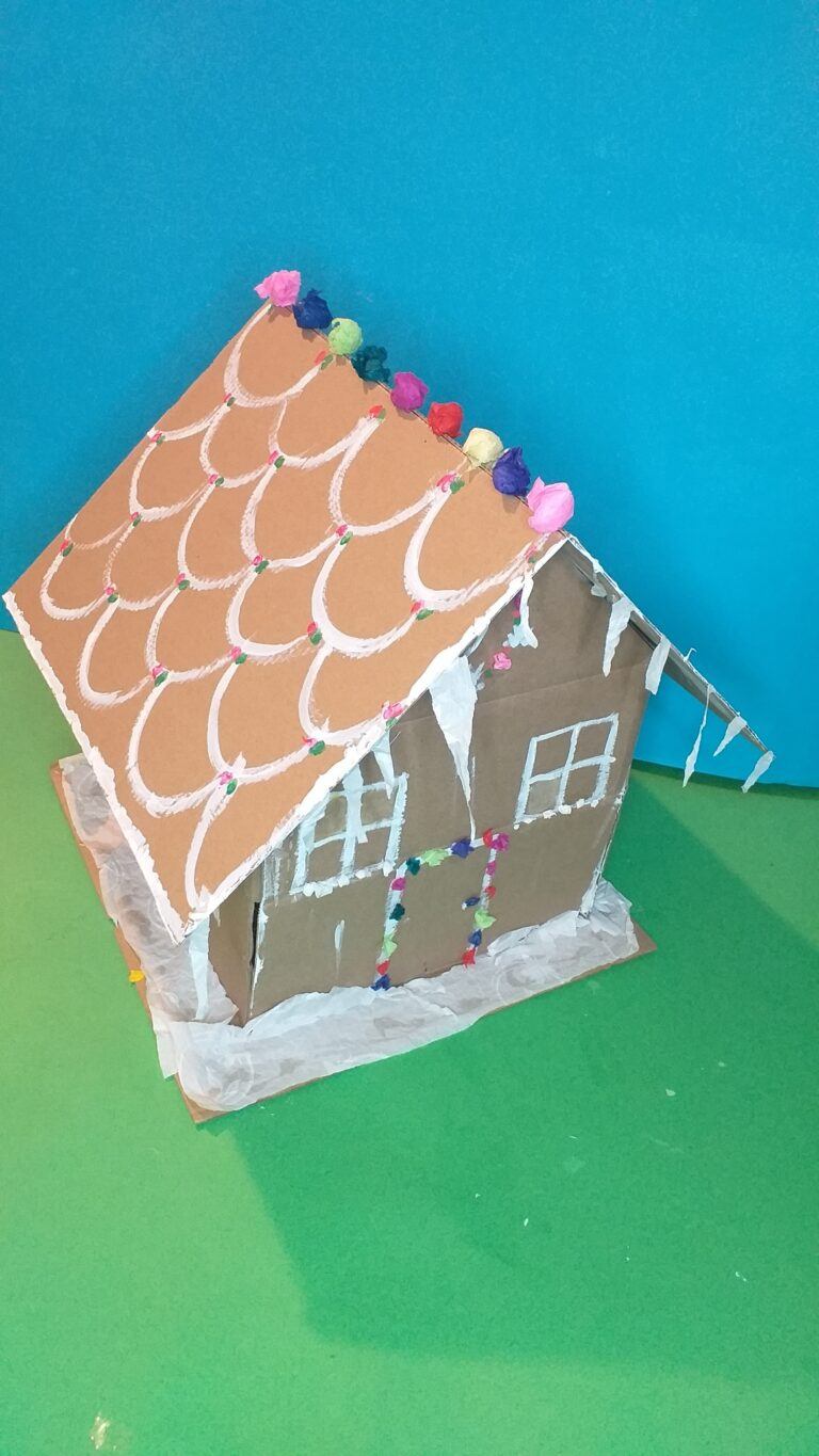 17) Finished Gingerbread house from one angle.