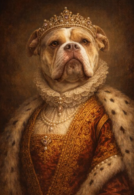 Historical portrait by PrintsharkUK of a pet dog.