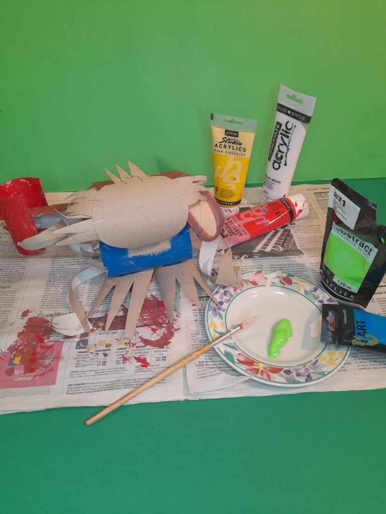 22) When one side is dry turn around and paint the Goonie.