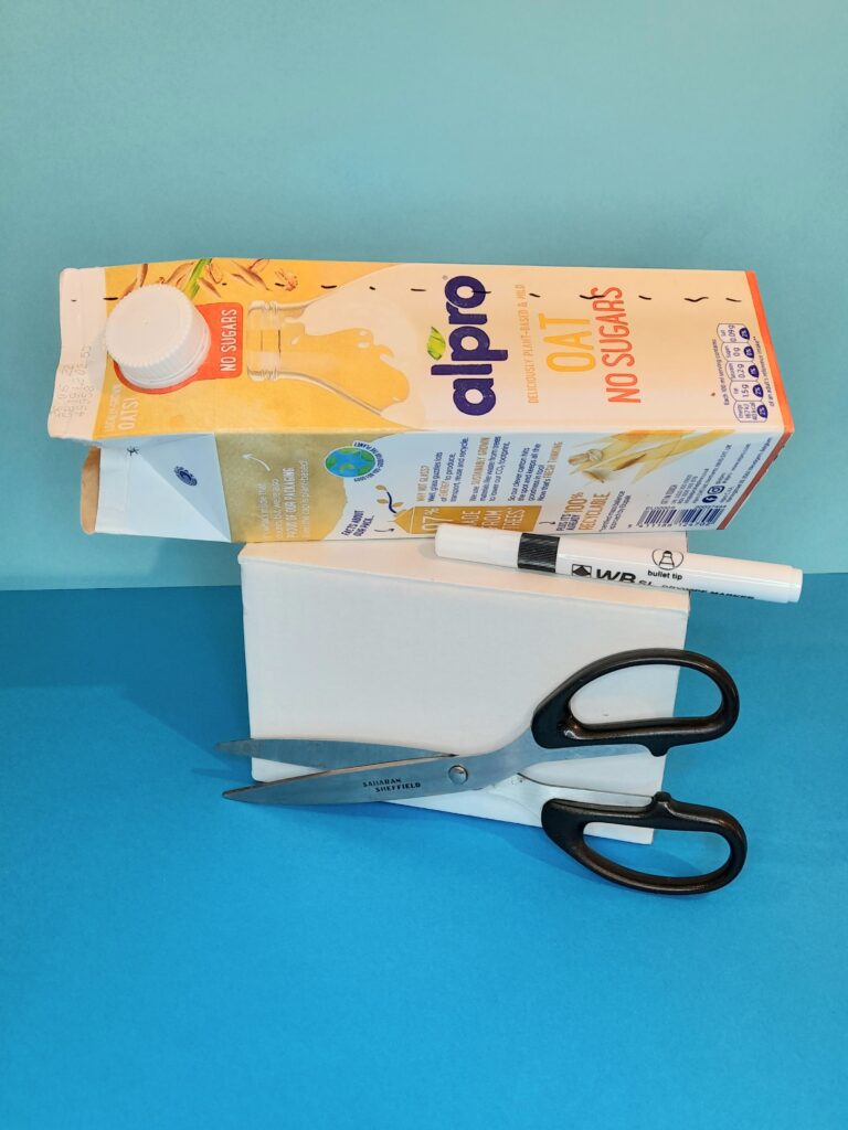 1)  Grab a carton and 3/4 way up, just above the lid, dot a line all the way round.