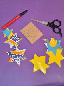 6) Draw a simple star triangle then upside down triangle.