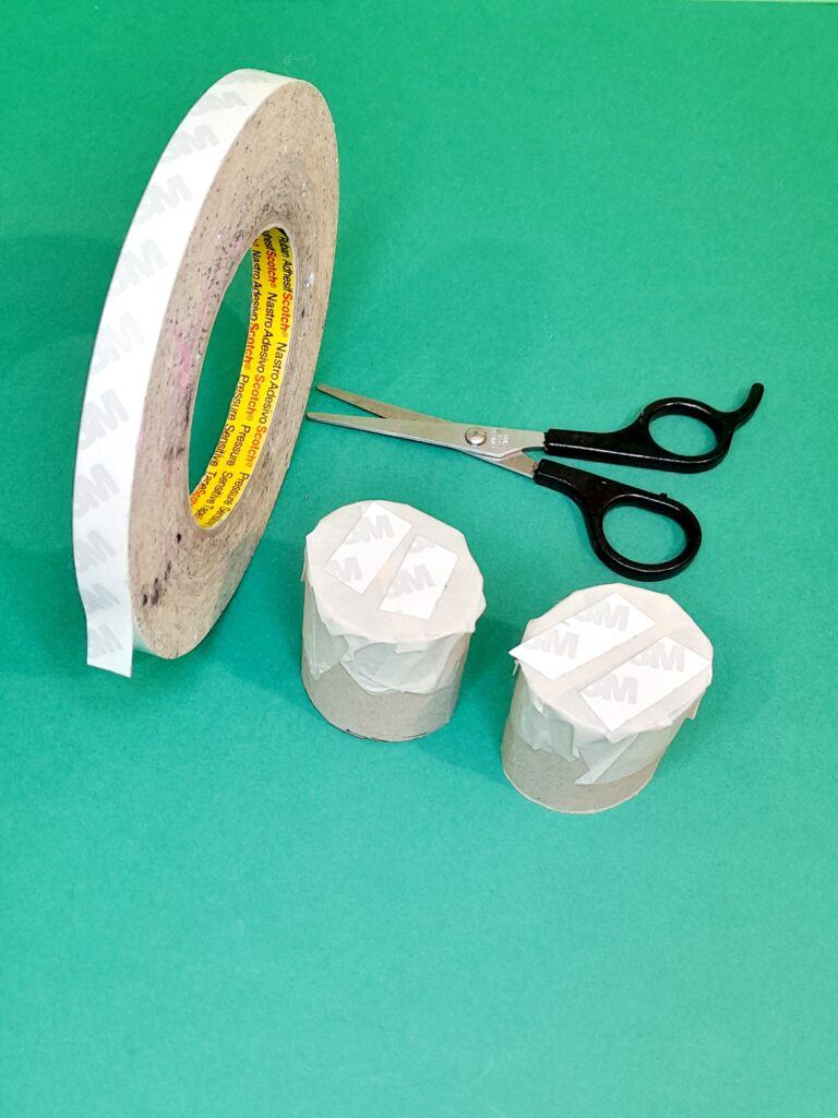 7) Cut pieces of double sided tape stick on top of now lid have them ready.
