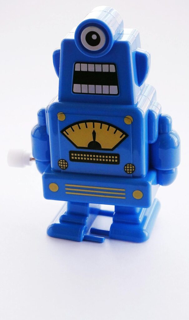 Blue robot toy. Pexel picture.