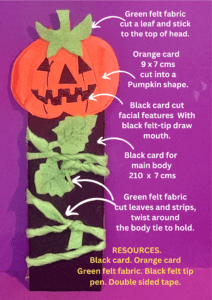 Resources and how to make a DIY Halloween Bookmark Pumpkin.