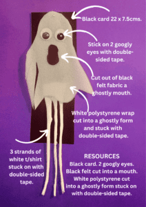 Resources andhow to make a DIY Halloween Bookmark Ghost!