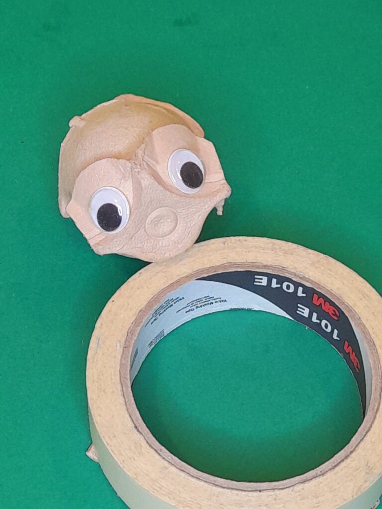 3) So when you pop on googly eyes they fit in like so.