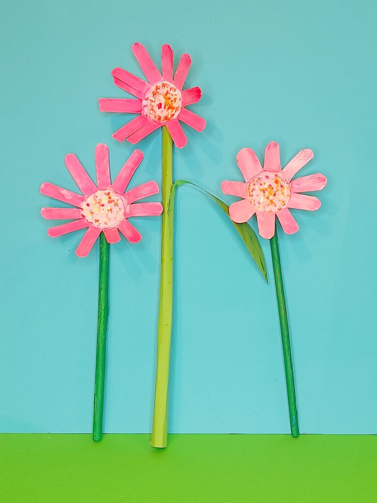 13) Here are the finished pink flowers.