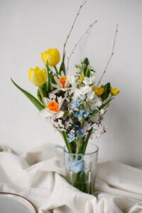Mixed spring flowers.