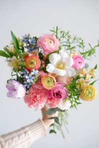 A bunch of spring flowers.