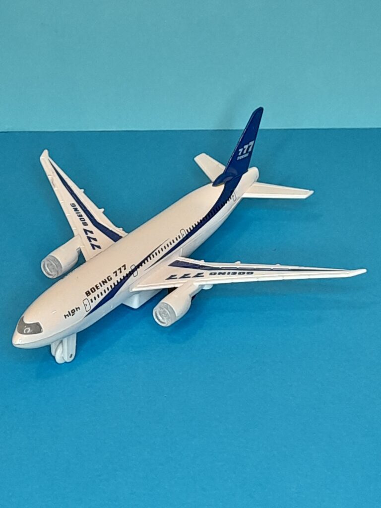 1) Here is an aeroplane a boeing 777,  and I shall replicate it with some recycling.