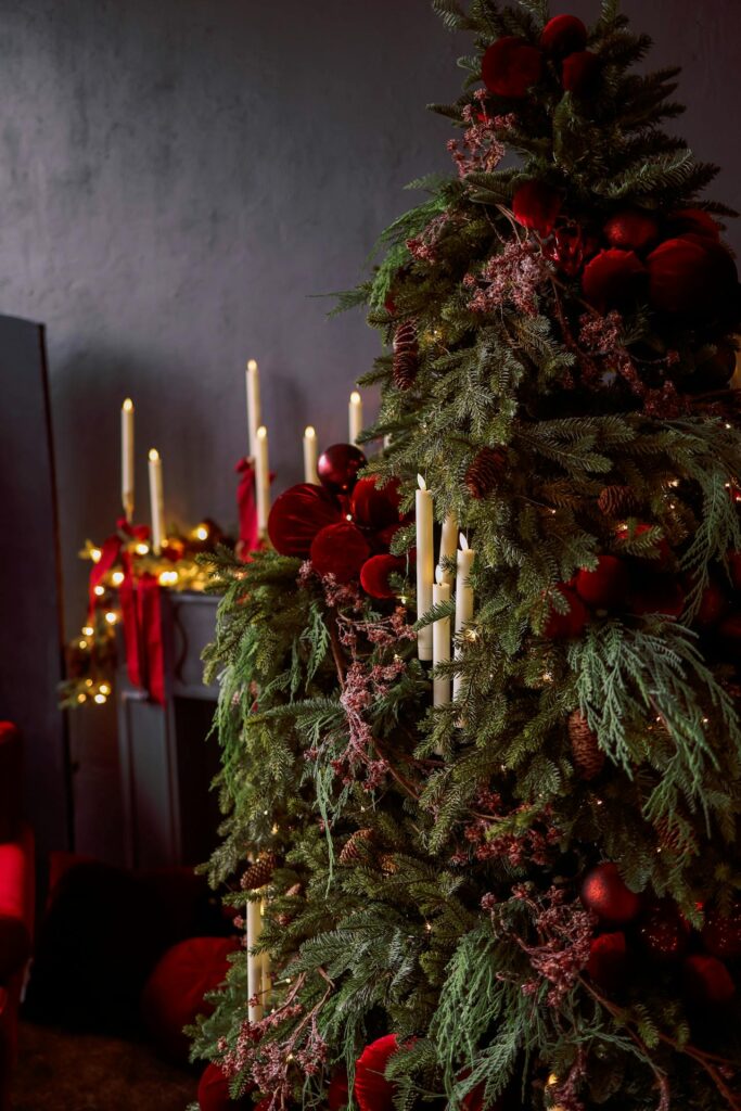Christmas tree decorated with candles