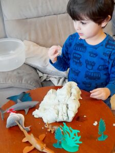 Home-made playdough. Enough to encourage sensory play.