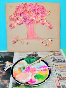 Mix up your paints and create your cherry blossom tree.