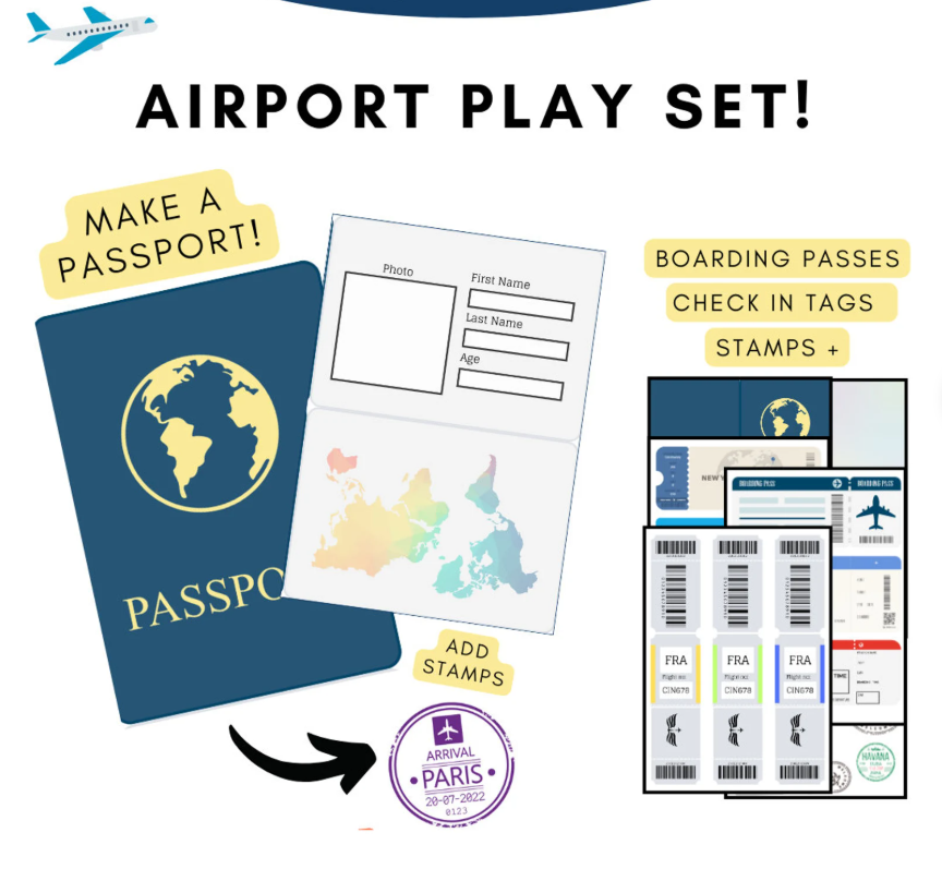 Etsy play passport and travel activity pack.