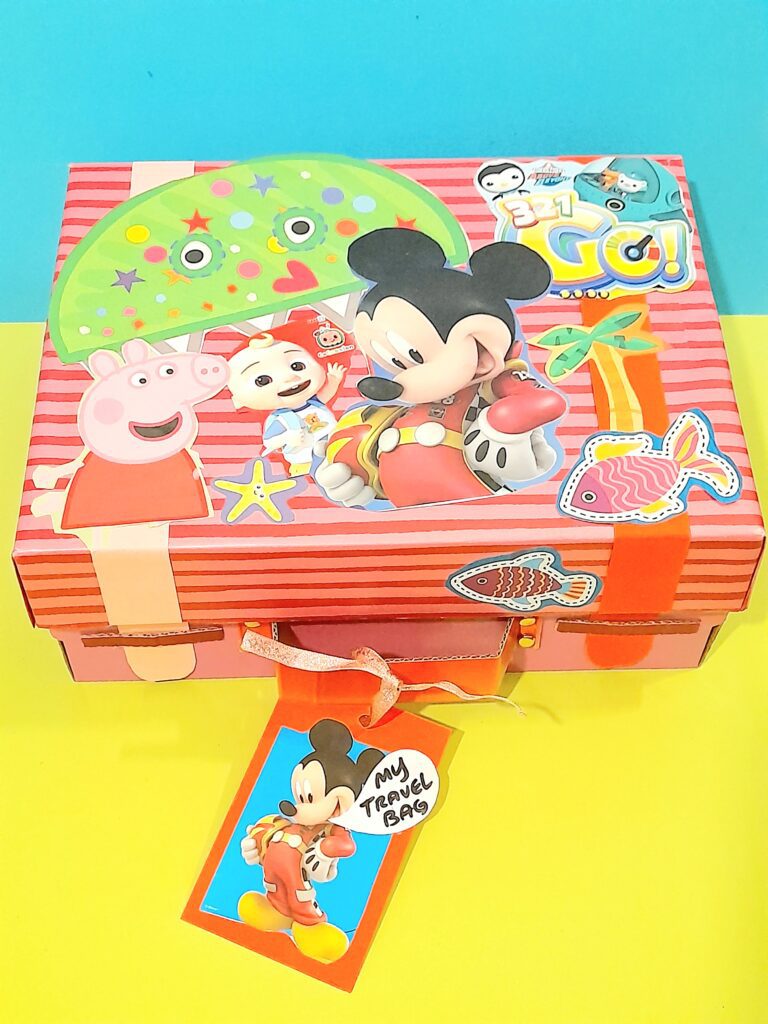 This is the finished DIY suit case craft for kids.