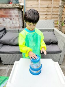 Push the other flower pot down.