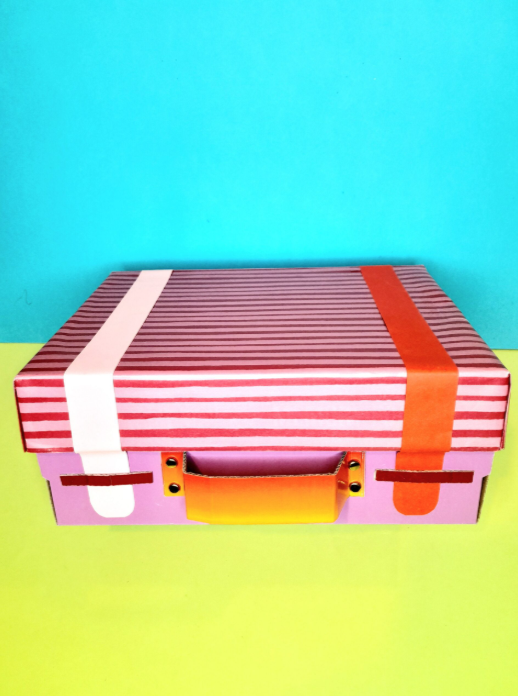 DIY kids travel siutacase craft, made out of a shoebox.