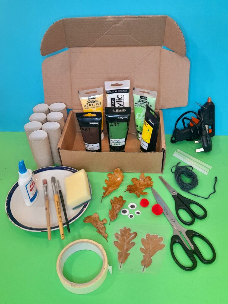 Resources to fot DIY Reindeer Tube craft for kids