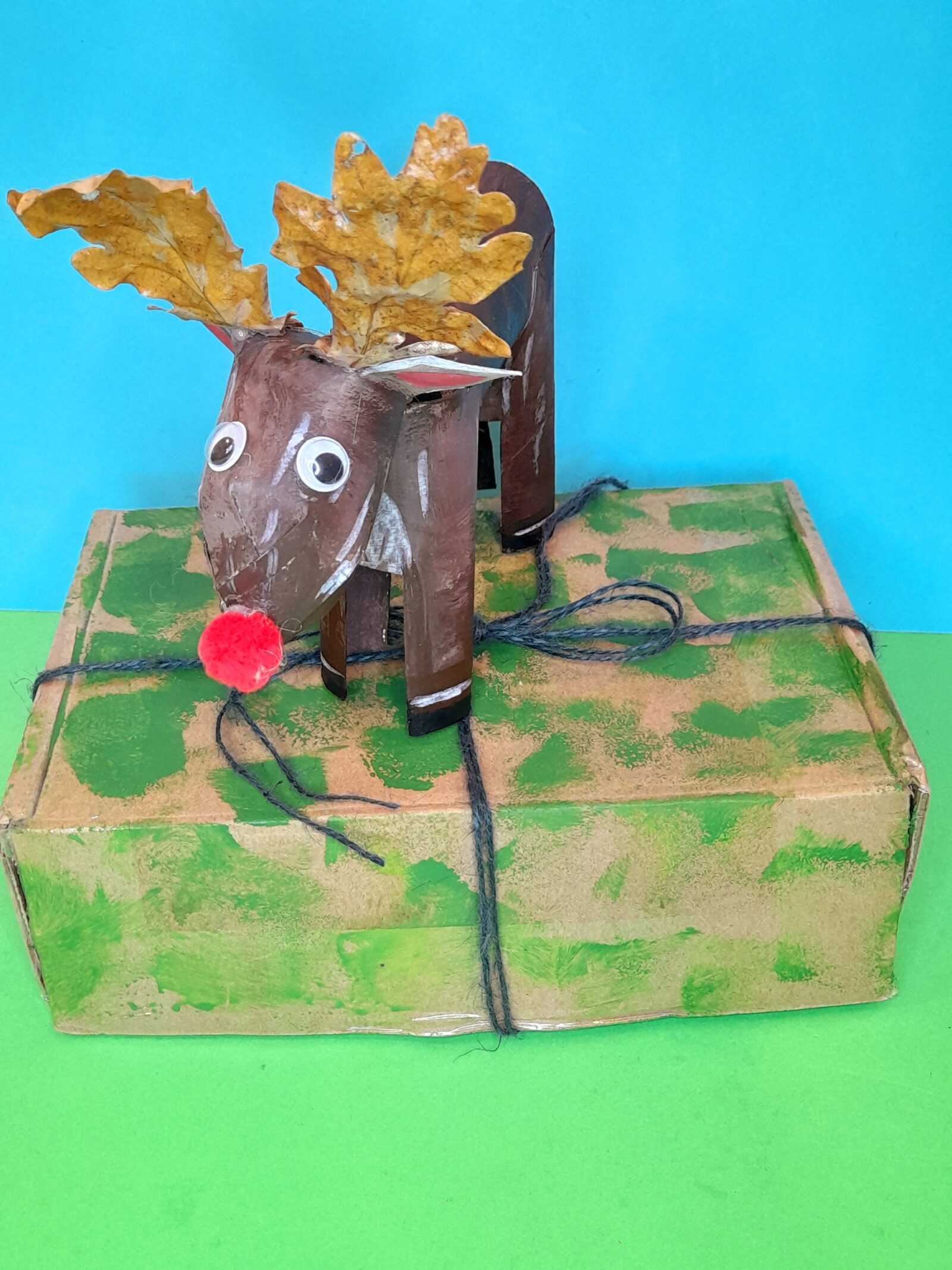 reindeer on rustic box