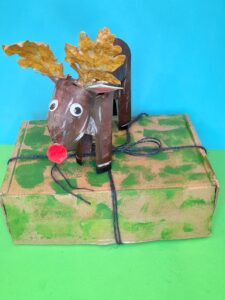 reindeer on rustic box
