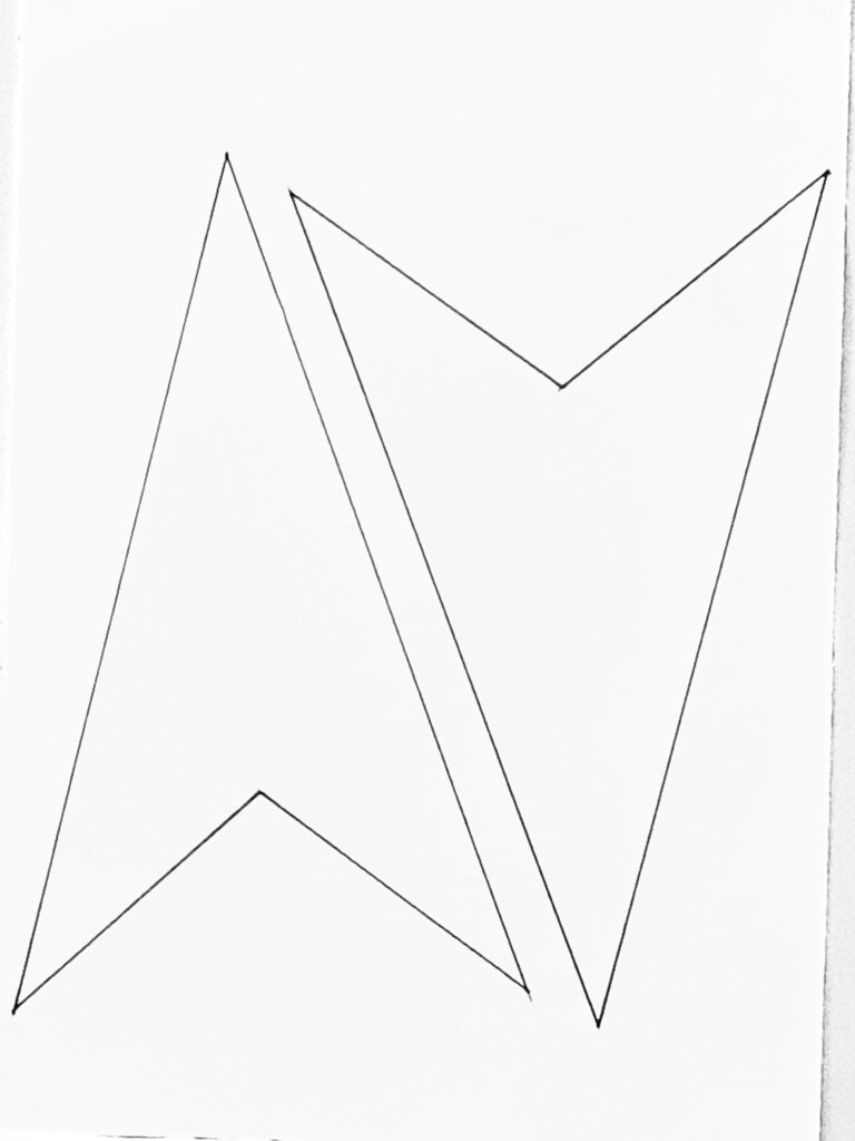 2 pointed triangle to make a 5 pointed star.