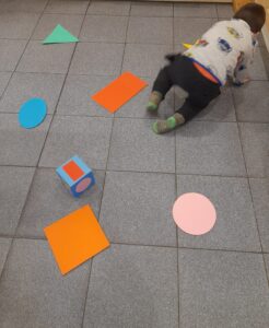 Boy playing New Year Colour Reaction Game.