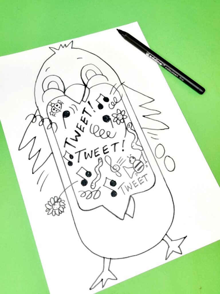 Draw any image inside of chicks mouth.