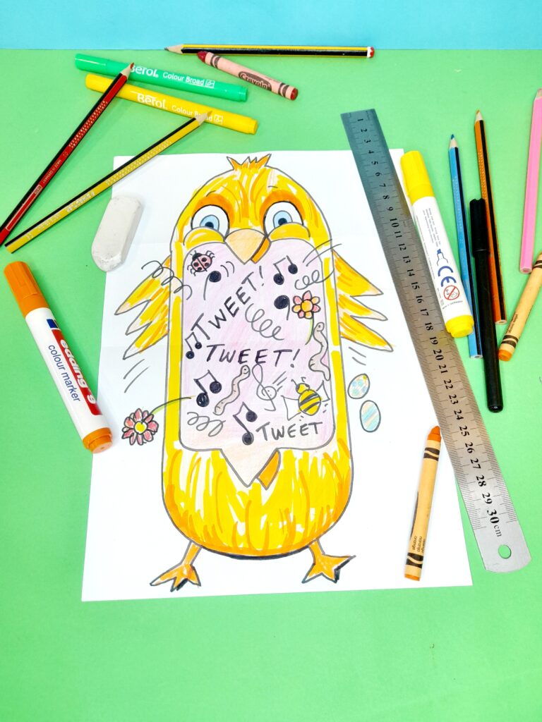 Colour chick in with any pens or crayons.