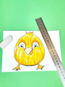 Coloured chick in folded card position.