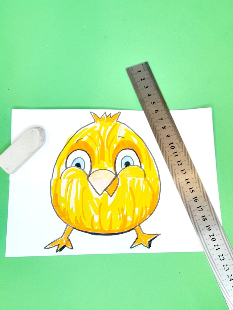 Coloured chick in folded card position.