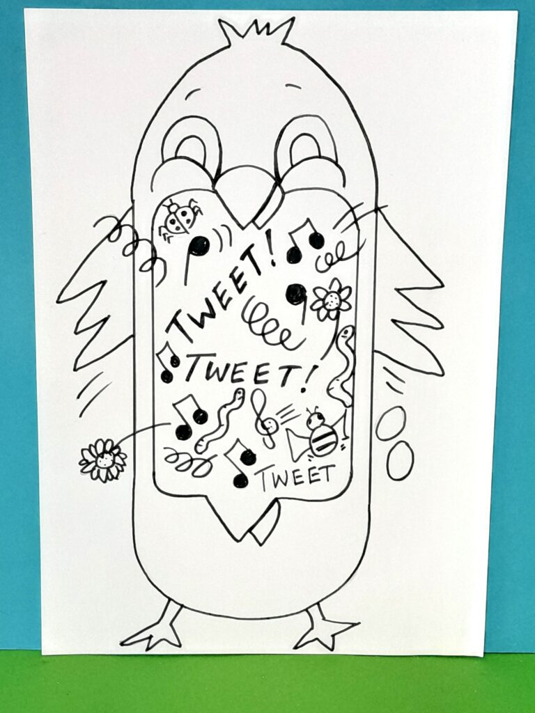 Here is the finished chick with fun images in fully opened mouth.