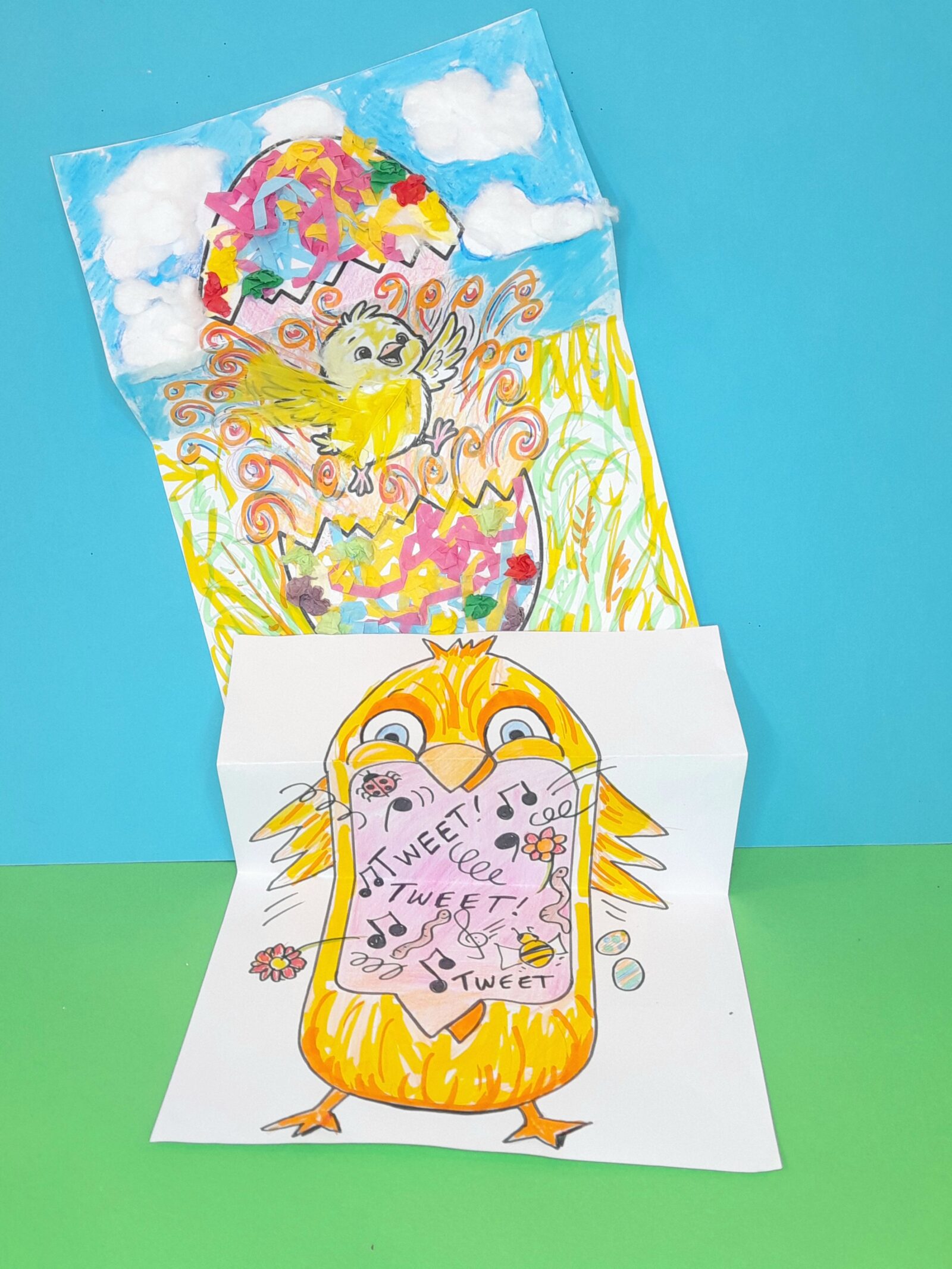 2 foldable chick cards