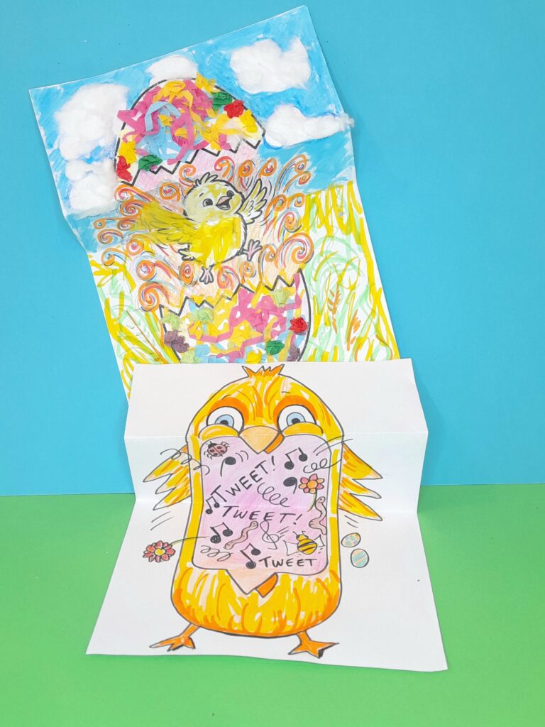 2 foldable chick cards