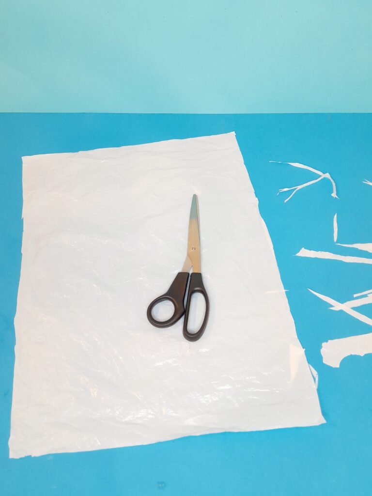 Cut neatly one piece of plastic into a rectangular shape.