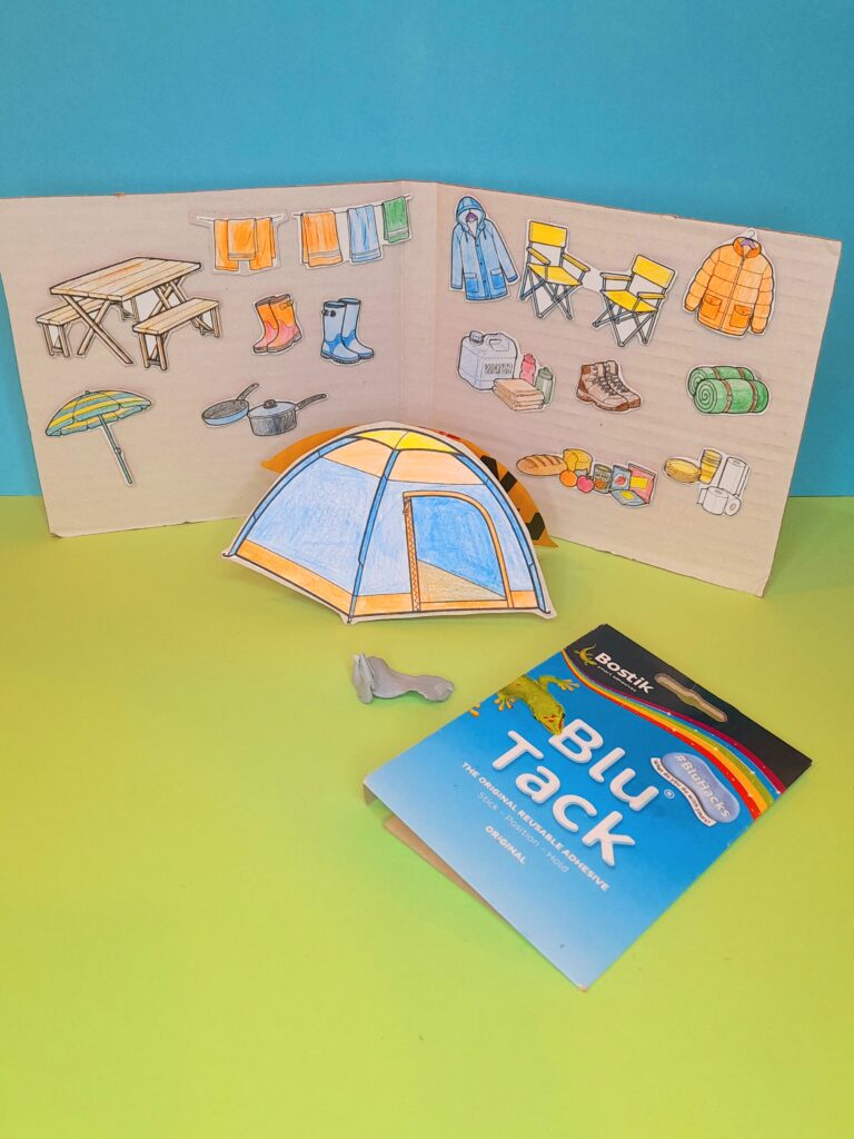 Attach gear on a plain backing board.
