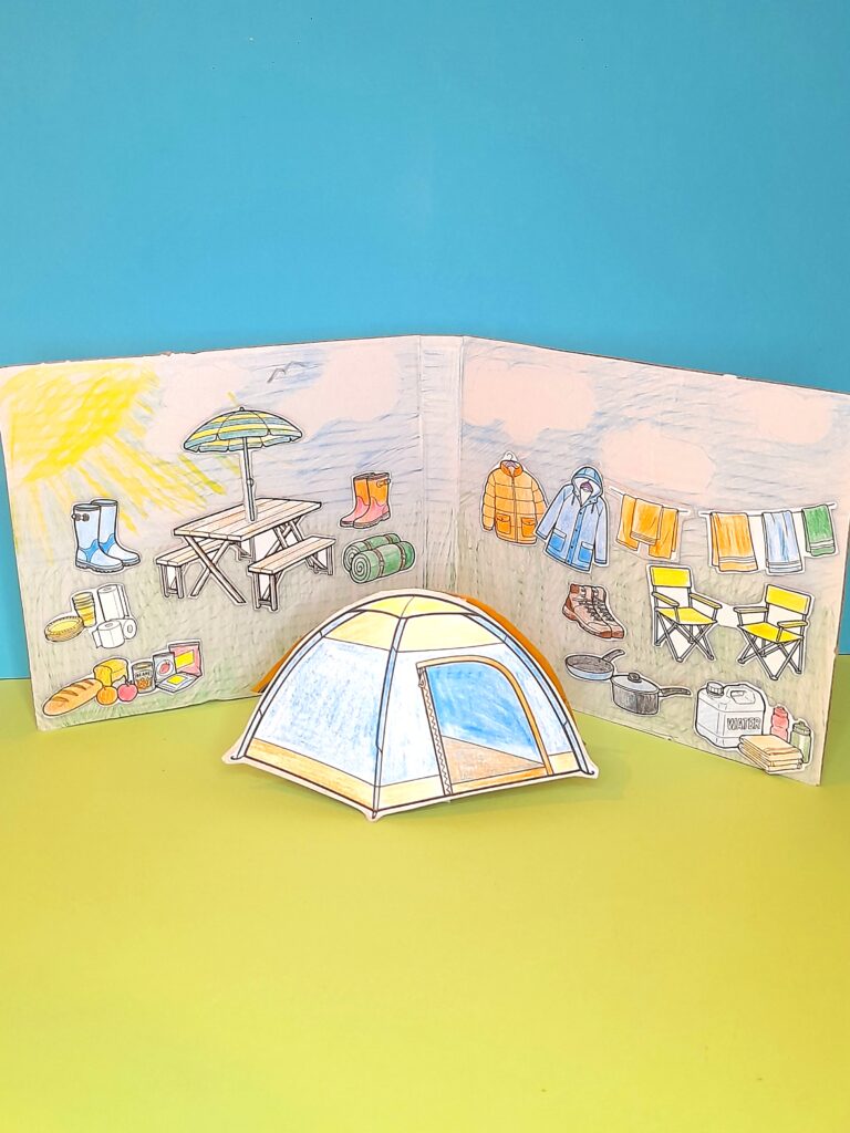 Finished Father's Day camping tent craft for kids