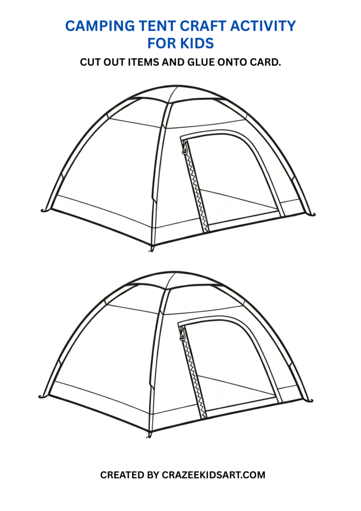 2 black and white camping tents.