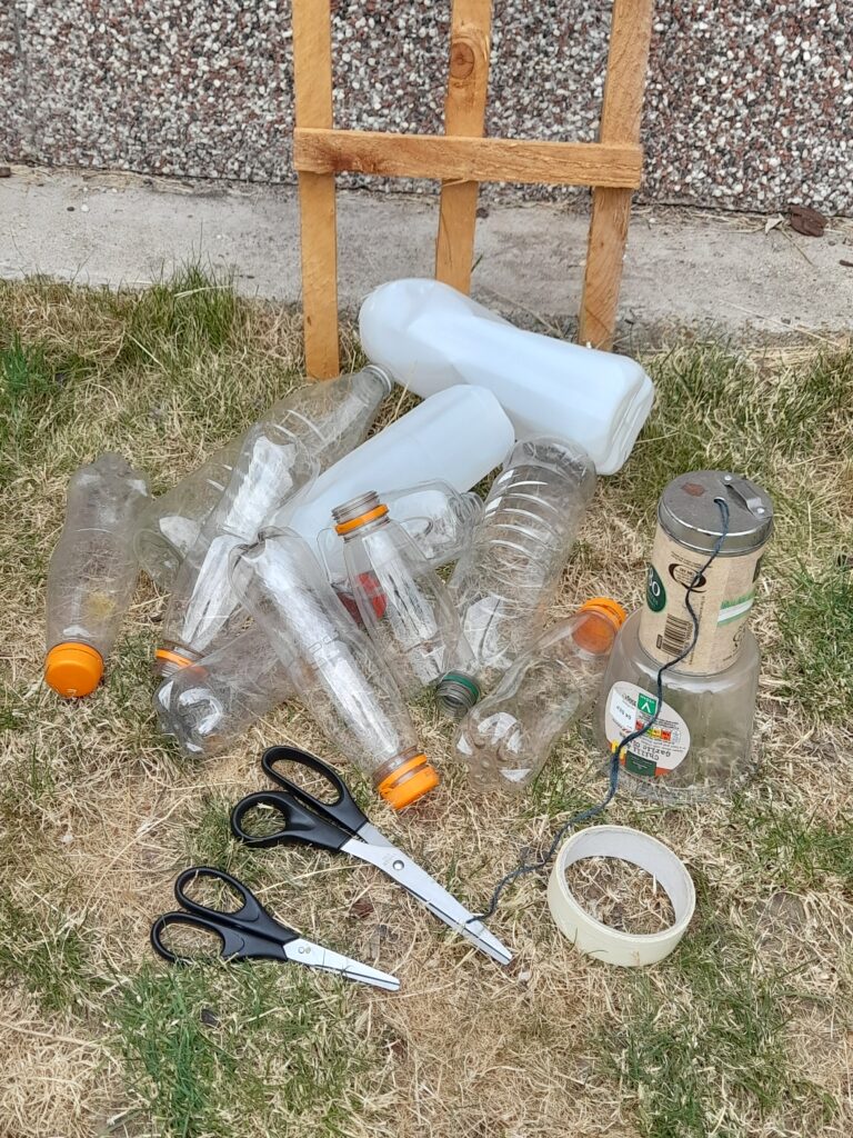 All resources needed to make the water wall.