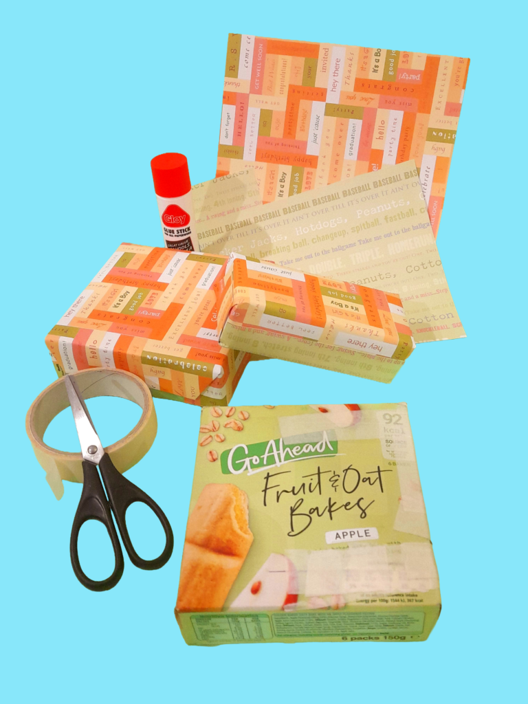 Cover all boxes with pattered papers.