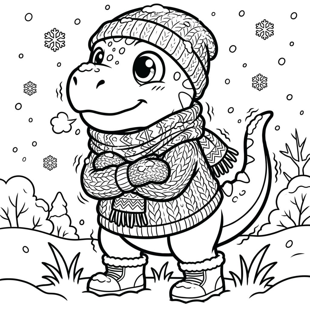 Detective Dino in a Snowy day.
