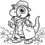 Weather detective dino with magnifying glass