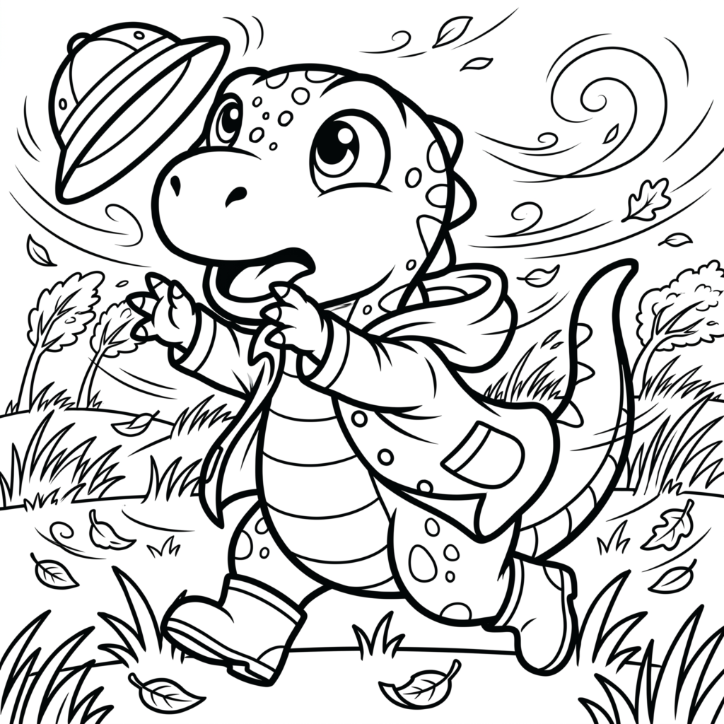 weather detective Dino in a windy day